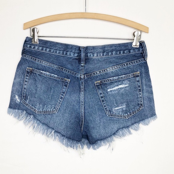 Free people we the free, distressed, fringed button, fly denim shorts - Picture 3 of 11
